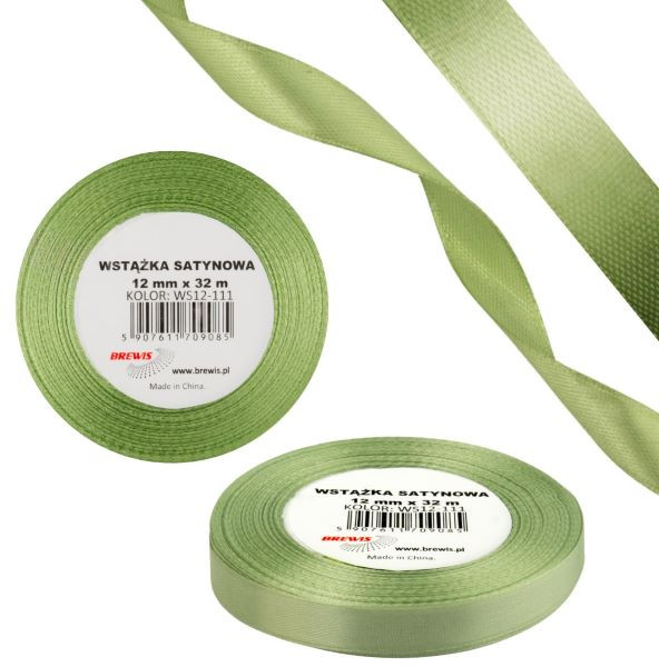 Wstążka satynowa 12mmx32m Miętowy pastelowy WS12-111 Brewis